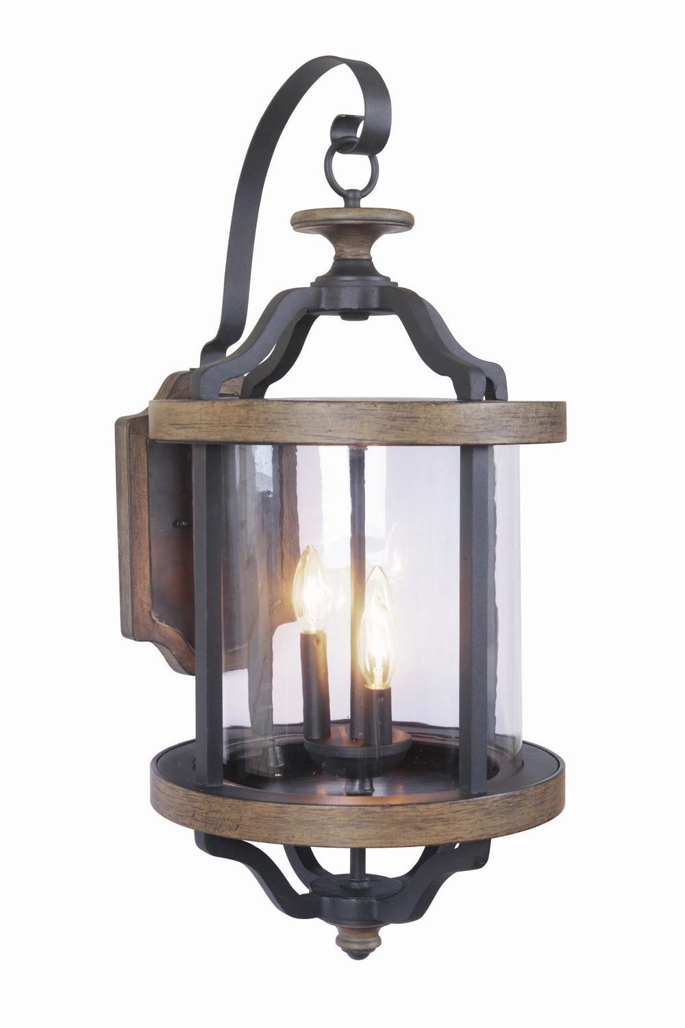 Ashwood Three Light Wall Mount Textured Black/Whiskey Barrel