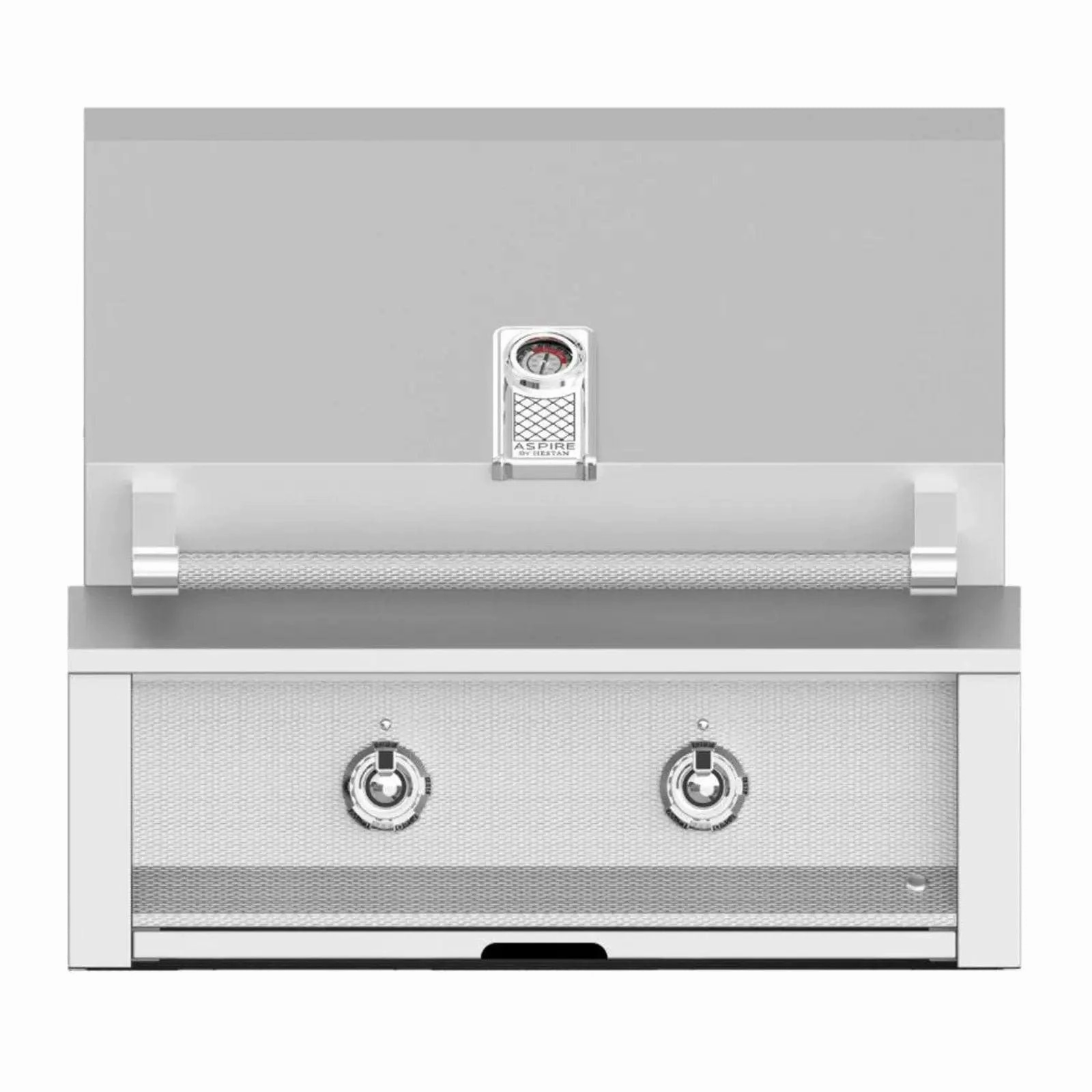 Aspire by Hestan 30-Inch Built-In Grill with Burner and Sear EMB30-NG stainless steel BBQ grill with side table