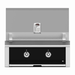 Aspire by Hestan 30-Inch Built-In Grill with Burner and Sear EMB30-NG-BK stainless steel BBQ grill with side table