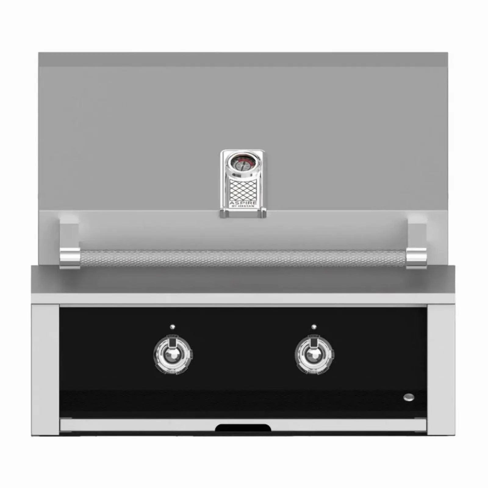 Aspire by Hestan 30-Inch Built-In Grill with Burner and Sear EMB30-NG-BK stainless steel BBQ grill with side table