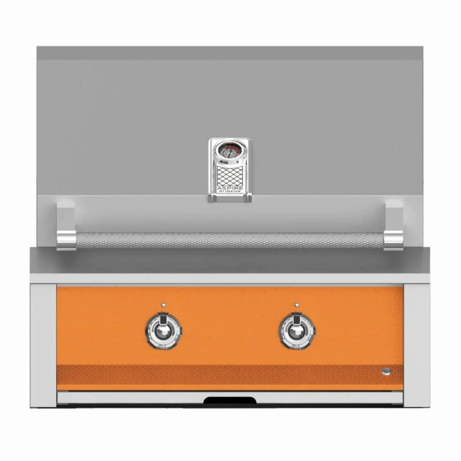 Aspire by Hestan 30-Inch Built-In Grill with Burner and Sear EMB30-NG-OR stainless steel BBQ grill with side table