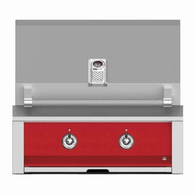 Aspire by Hestan 30 inch Liquid Propane Grill with U Burner and Sear EMB30-LP-RD stainless steel BBQ grill with side table