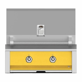 Aspire by Hestan 30 inch Liquid Propane Grill with U Burner and Sear EMB30-LP-YW stainless steel BBQ grill with side table