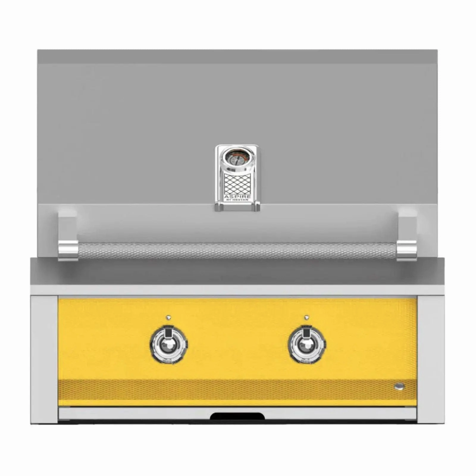 Aspire by Hestan 30 inch Liquid Propane Grill with U Burner and Sear EMB30-LP-YW stainless steel BBQ grill with side table