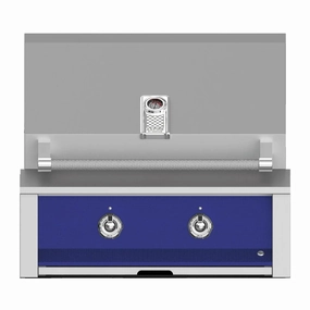Aspire by Hestan 30-Inch Natural Gas Built-In Grill With Burners EAB30-NG-BU stainless steel BBQ grill with side table