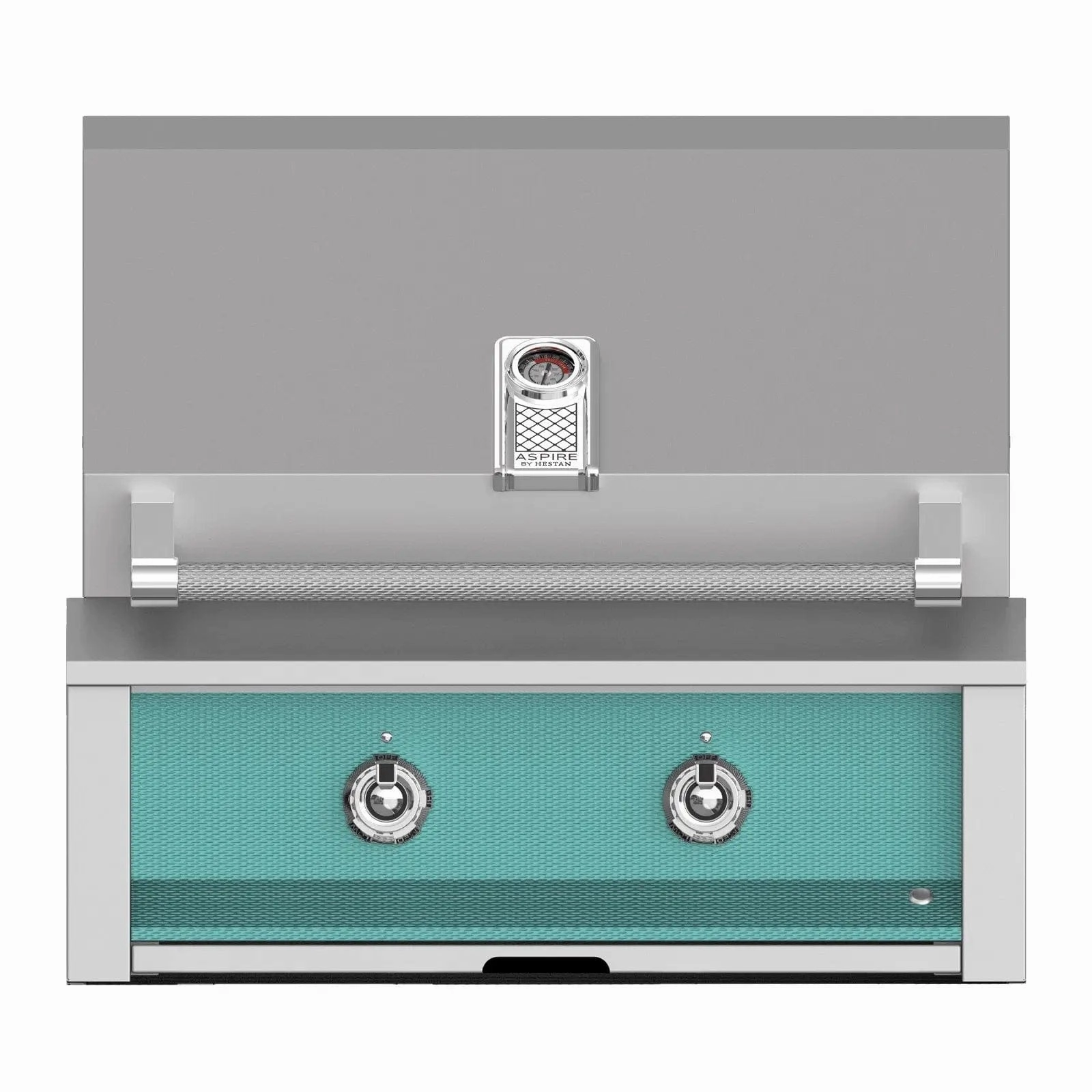 Aspire by Hestan 30-Inch Natural Gas Built-In Grill With Burners EAB30-NG-TQ stainless steel BBQ grill with side table