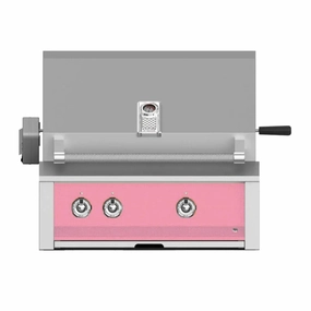 Aspire by Hestan 30-Inch Natural Gas Grill with Burner and Sear Rotisserie EMBR30-NG-PK stainless steel BBQ grill with side table