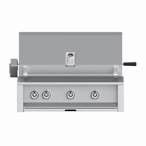 Aspire by Hestan 36-inch Liquid Propane Grill 3 U-Burners with Rotisserie EABR36-LP stainless steel BBQ grill with side table