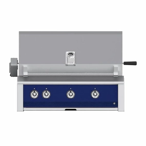 Aspire by Hestan 36-inch Liquid Propane Grill 3 U-Burners with Rotisserie EABR36-LP-DB stainless steel BBQ grill with side table
