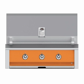 Aspire by Hestan 36-inch Liquid Propane Grill with 3 Burners EAB36-LP-OR stainless steel BBQ grill with side table