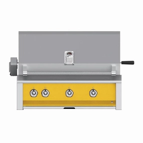 Aspire by Hestan 36-Inch Liquid Propane Grill with Burner,Sear and Rotisserie EMBR36-LP-YW stainless steel BBQ grill with side table