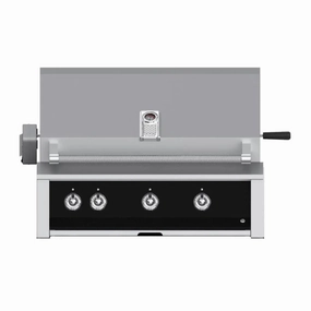 Aspire by Hestan 36-Inch Natural Gas Grill, with Burner,Sear and Rotisserie EMBR36-NG-BK stainless steel BBQ grill with side table
