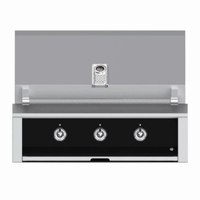 Aspire by Hestan 36-Inch Natural Gas Grill with Dual Burner and Sear EMB36-NG-BK stainless steel BBQ grill with side table