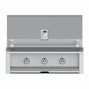 Aspire by Hestan 36-Inch Natural Gas Grill with Dual Burner and Sear EMB36-NG stainless steel BBQ grill with side table