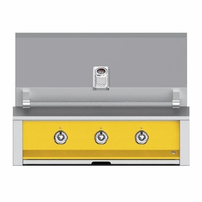 Aspire by Hestan 36-Inch Natural Gas Grill with Dual Burner and Sear EMB36-NG-YW stainless steel BBQ grill with side table