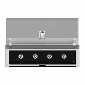 Aspire by Hestan 42-Inch Liquid Propane Gas Grill with 4 U-Burners EAB42-LP-BK stainless steel BBQ grill with side table