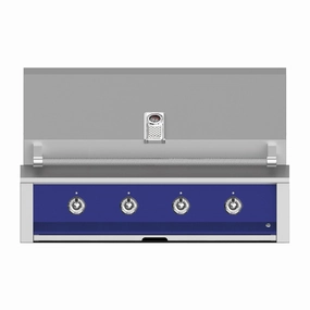 Aspire by Hestan 42-Inch Liquid Propane Gas Grill with 4 U-Burners EAB42-LP-BU stainless steel BBQ grill with side table