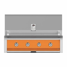 Aspire by Hestan 42-Inch Liquid Propane Gas Grill with 4 U-Burners EAB42-LP-OR stainless steel BBQ grill with side table