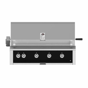 Aspire by Hestan 42-Inch Liquid Propane Gas Grill with Burner ,Sear and Rotisserie EMBR42-LP-BK stainless steel BBQ grill with side table