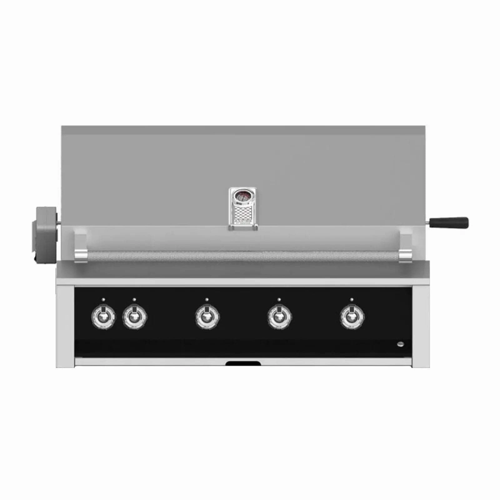 Aspire by Hestan 42-Inch Liquid Propane Gas Grill with Burner ,Sear and Rotisserie EMBR42-LP-BK stainless steel BBQ grill with side table