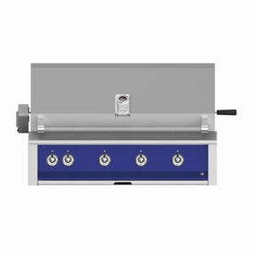 Aspire by Hestan 42-Inch Liquid Propane Gas Grill with Burner ,Sear and Rotisserie EMBR42-LP-BU stainless steel BBQ grill with side table