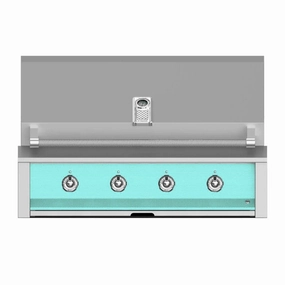 Aspire by Hestan 42-Inch Liquid Propane Gas Grill with U Burner and Sear EMB42-LP-TQ stainless steel BBQ grill with side table
