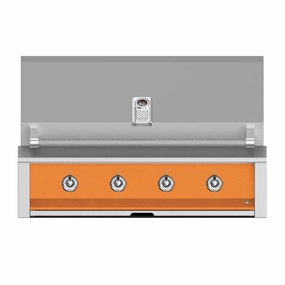 Aspire by Hestan 42-Inch Natural Gas Grill with 3 U-Burner and 1 Sear EMB42-NG-OR stainless steel BBQ grill with side table