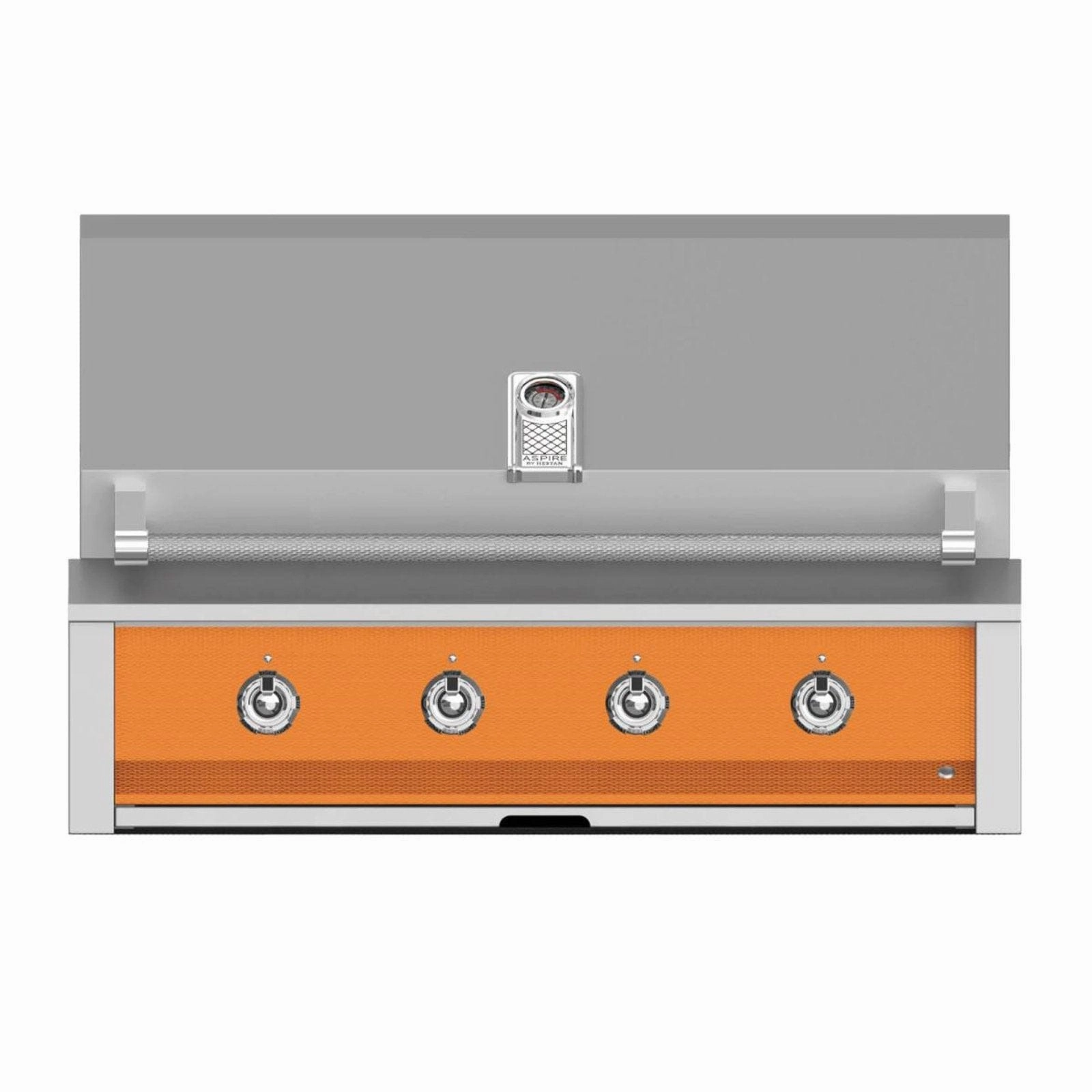 Aspire by Hestan 42-Inch Natural Gas Grill with 3 U-Burner and 1 Sear EMB42-NG-OR stainless steel BBQ grill with side table
