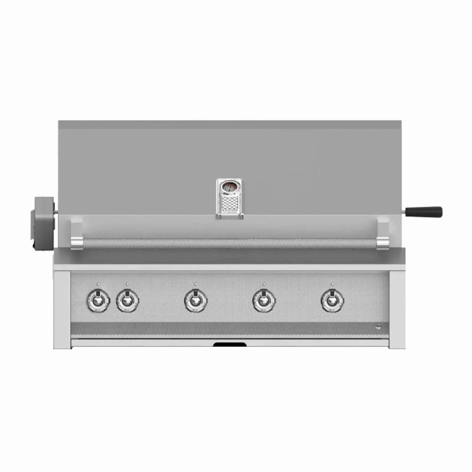 Aspire by Hestan 42-inch Natural Gas Grill with Burner, Sear and Rotisserie EMBR42-NG stainless steel BBQ grill with side table
