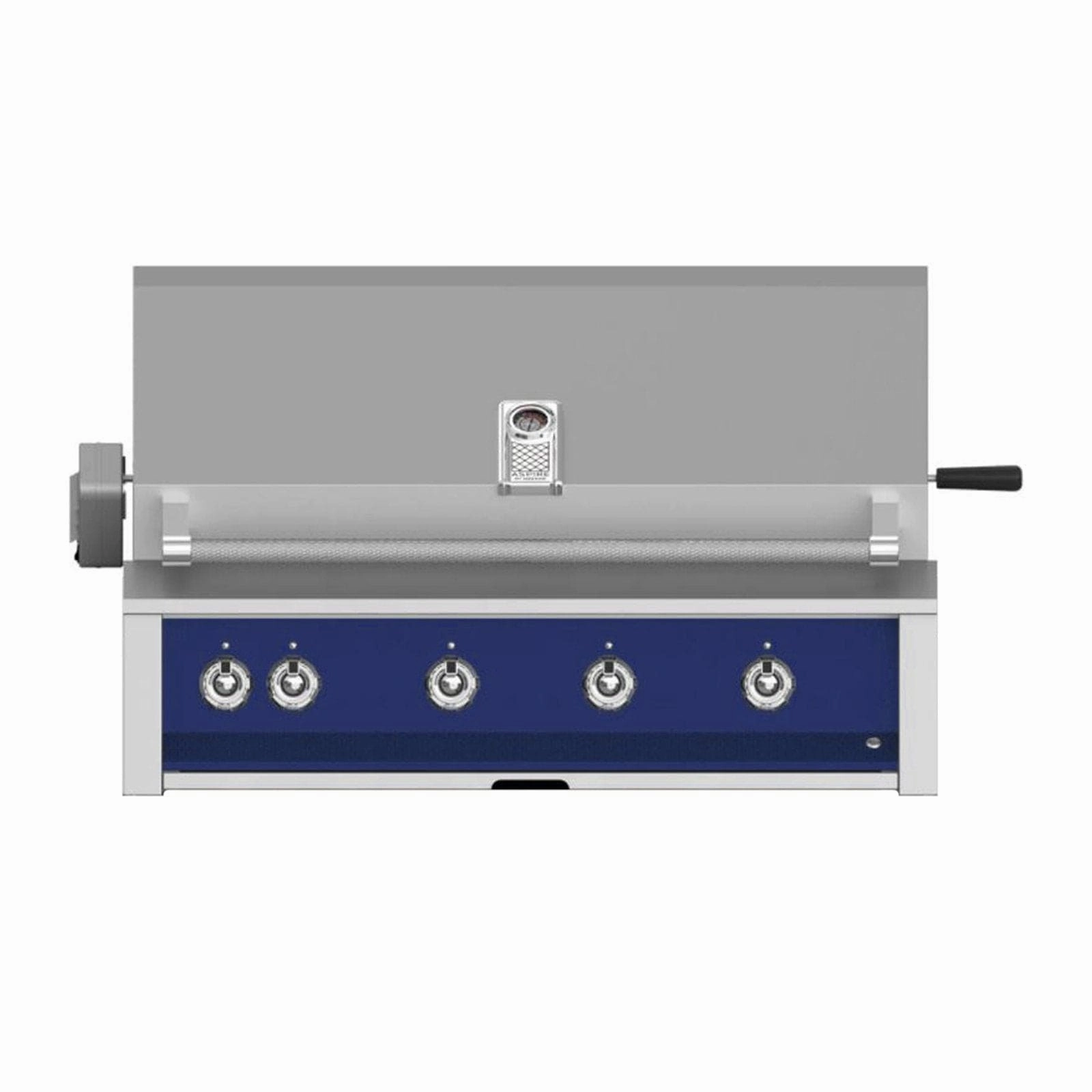 Aspire by Hestan 42-inch Natural Gas Grill with Burner, Sear and Rotisserie EMBR42-NG-DB stainless steel BBQ grill with side table