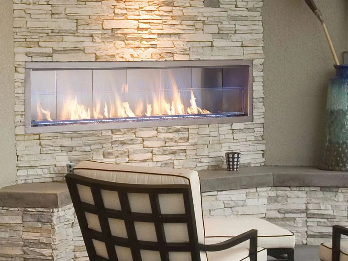 Astria 48 inch Barcelona Lights Linear Outdoor Vent-Free Fireplace ODLVF48ZEN