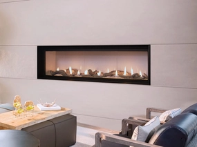 Astria Allume 48 inch DLX Linear Direct Vent Gas Fireplace ALLUMEDLX48TENstone-look outdoor patio fireplace