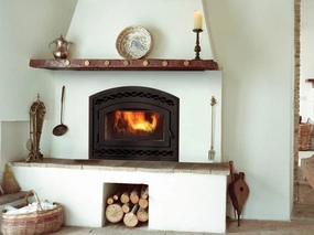 Astria Montecito Front Open Wood-Burning Fireplace MONTECITO-Bstone-look outdoor patio fireplace