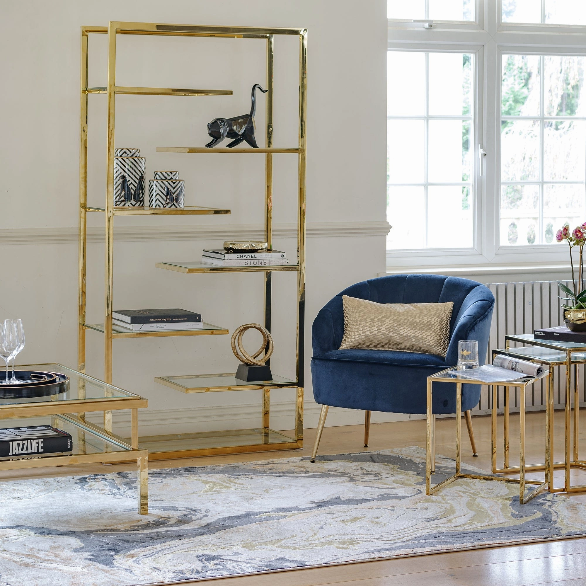 Auric - End Table In Clear Glass & Gold Polished Stainless Steel Frame