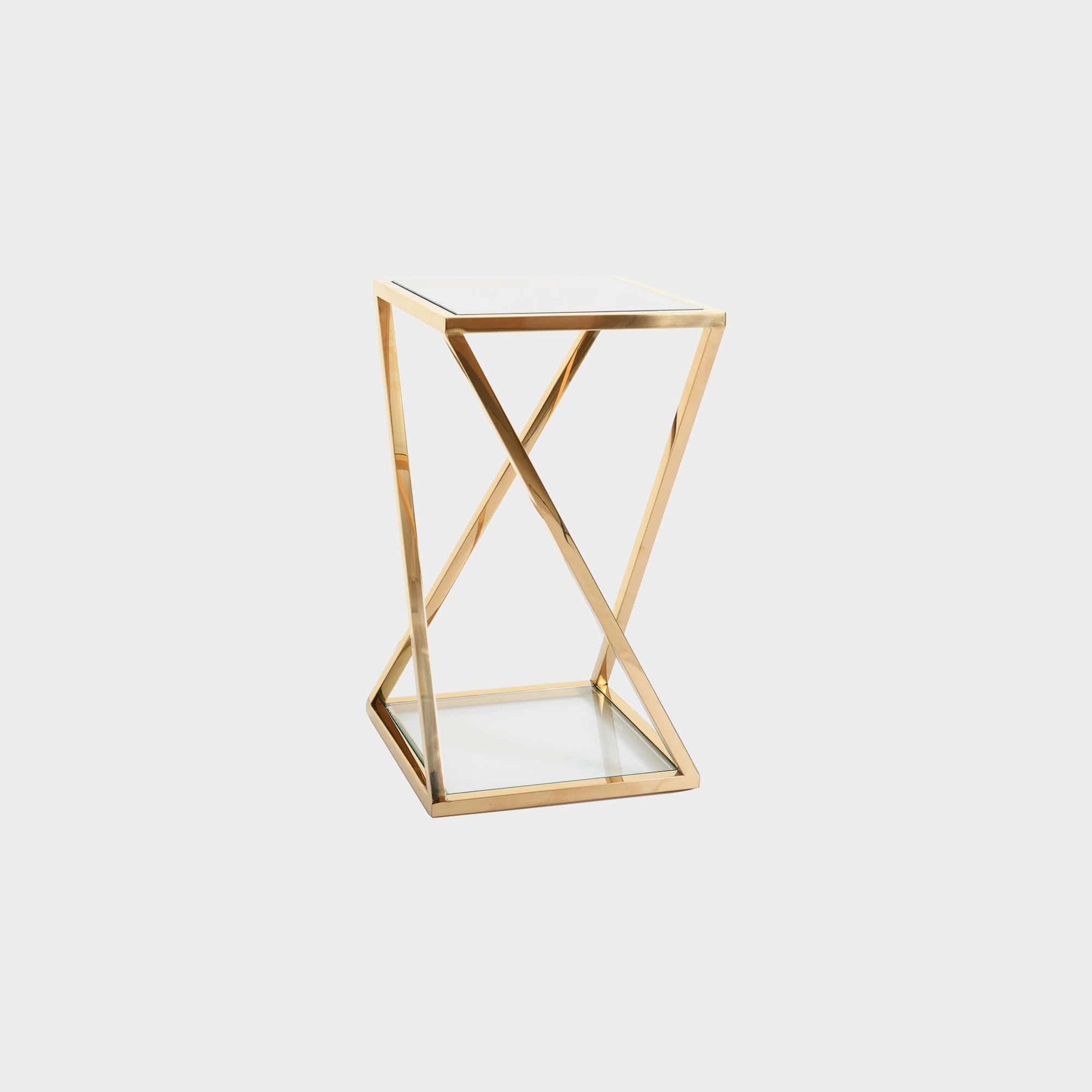 Auric - End Table In Clear Glass & Gold Polished Stainless Steel Frameoutdoor side table for patio furniture