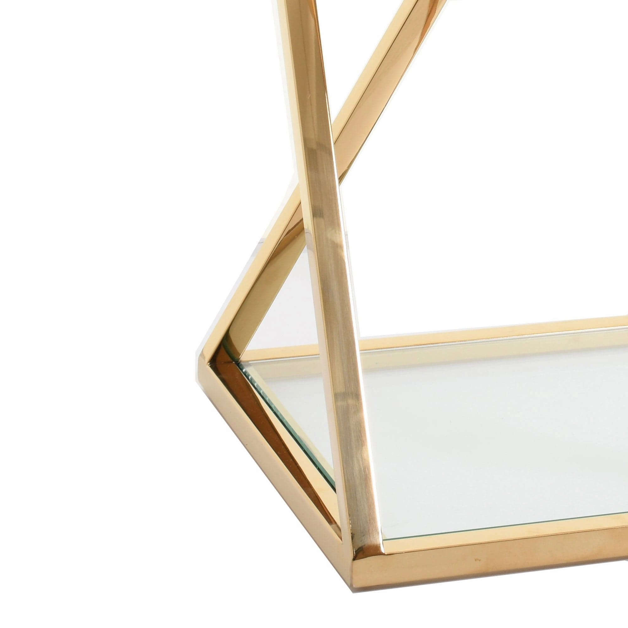 Auric - End Table In Clear Glass & Gold Polished Stainless Steel Frame