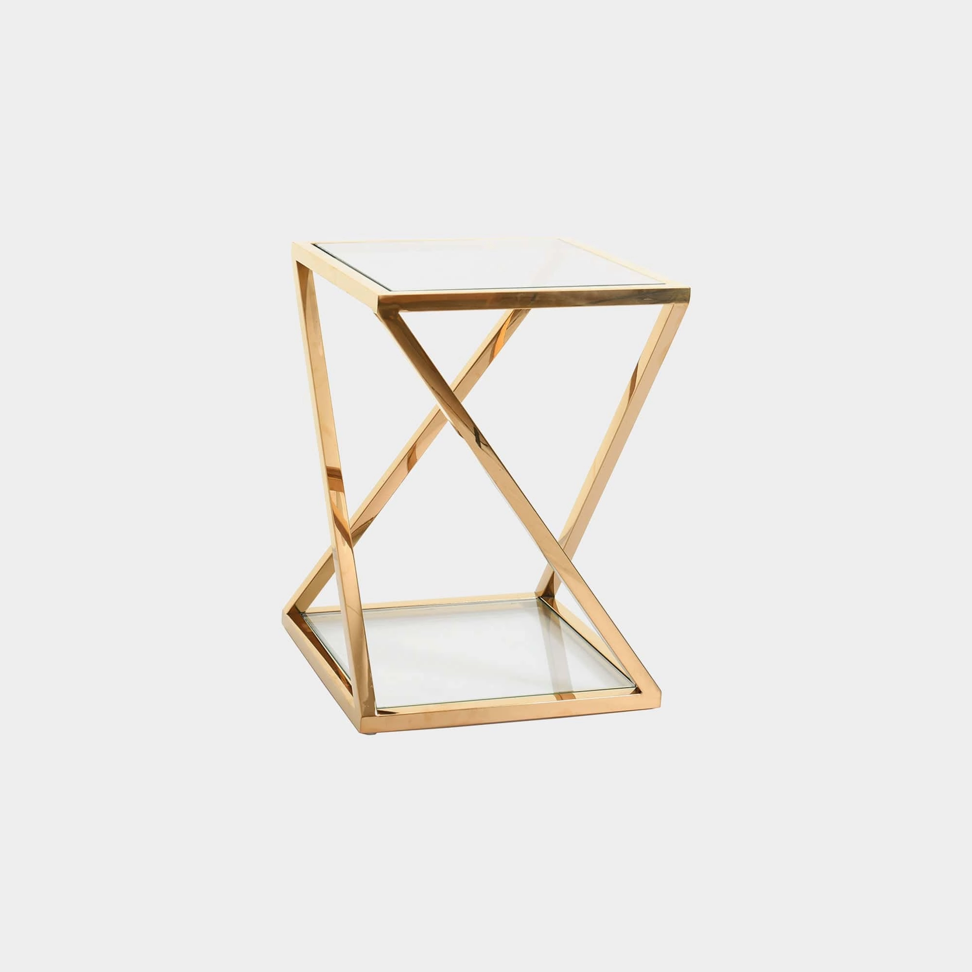 Auric - End Table In Clear Glass & Gold Polished Stainless Steel Frame