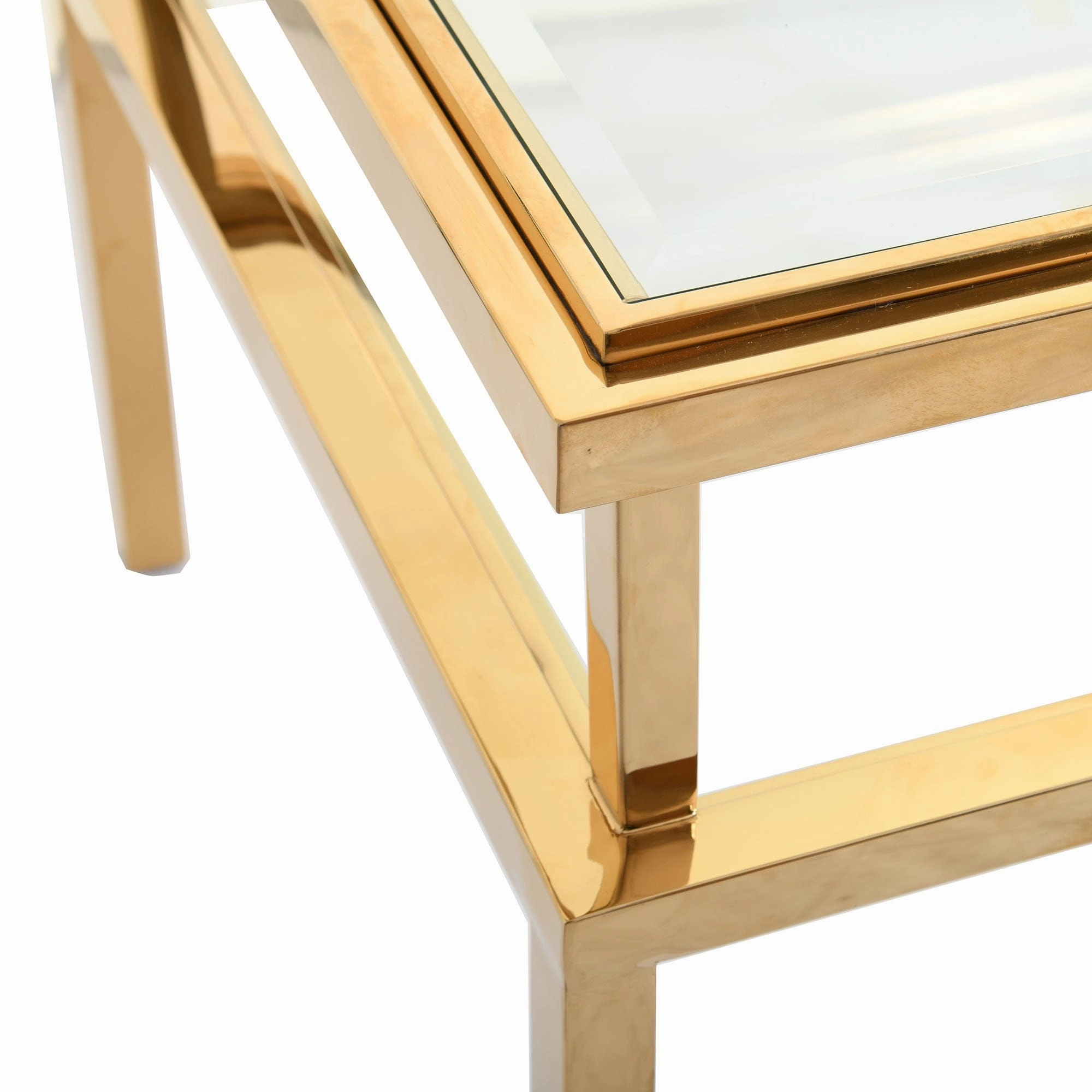 Auric - Side Table In Clear Glass & Gold Polished Stainless Steel Frame