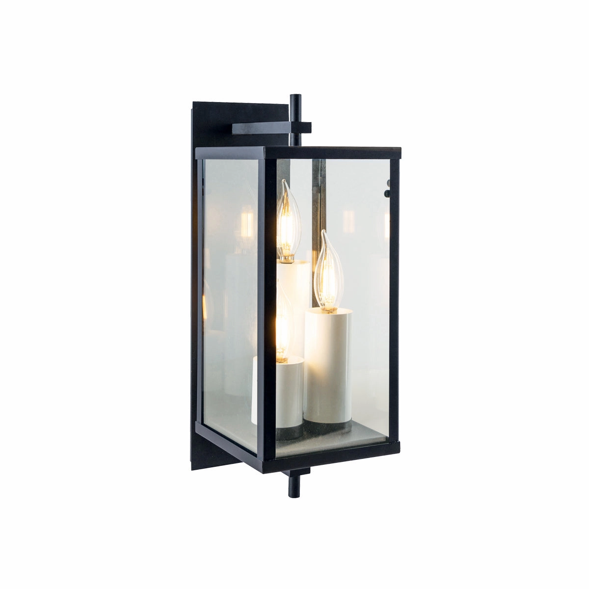 Back Bay Three Light Outdoor Wall Mount Matte BlackOutdoor wall sconces with motion sensor