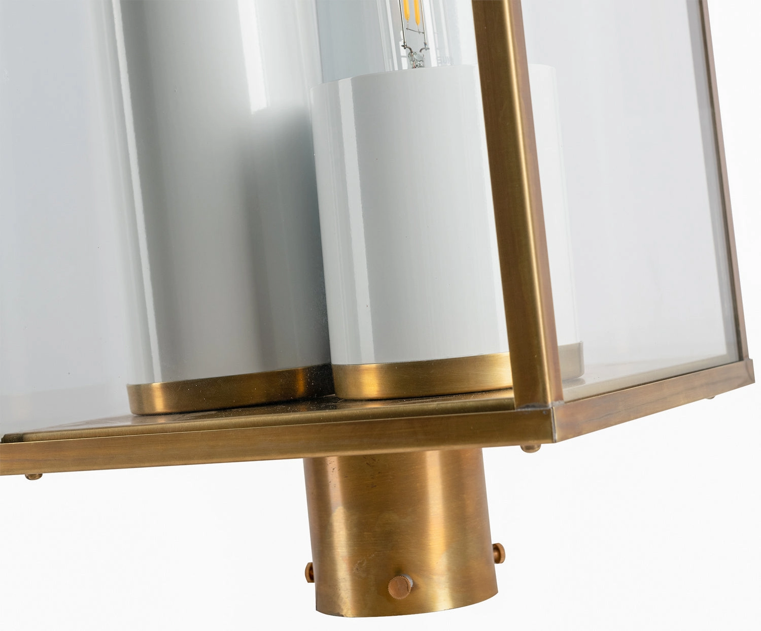 Back Bay Three Light Post Mount Aged Brass