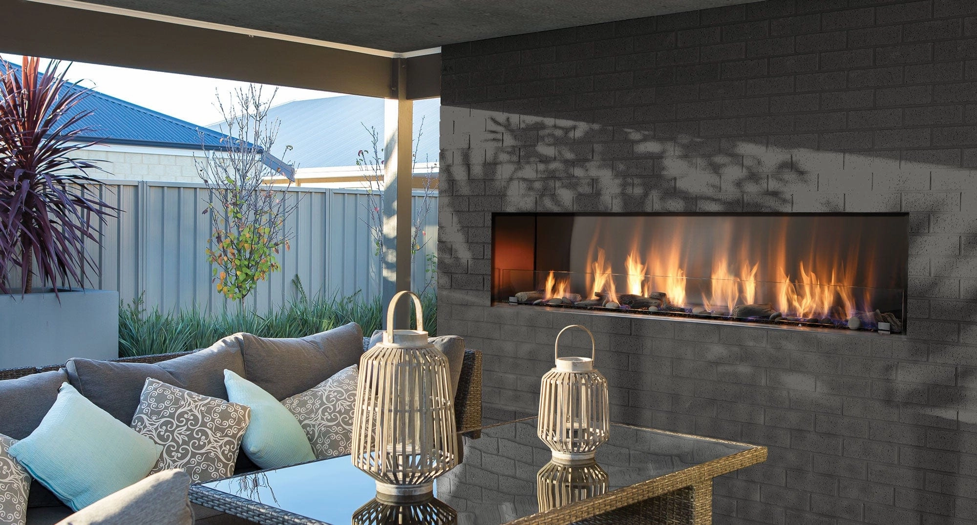 Barbara Jean Collection 36" OFP4336S1 Single Sided Outdoor Linear Gas Fireplace