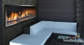 Barbara Jean Collection 36" OFP4336S2 See Through Outdoor Linear Gas Fireplacestone-look outdoor patio fireplace
