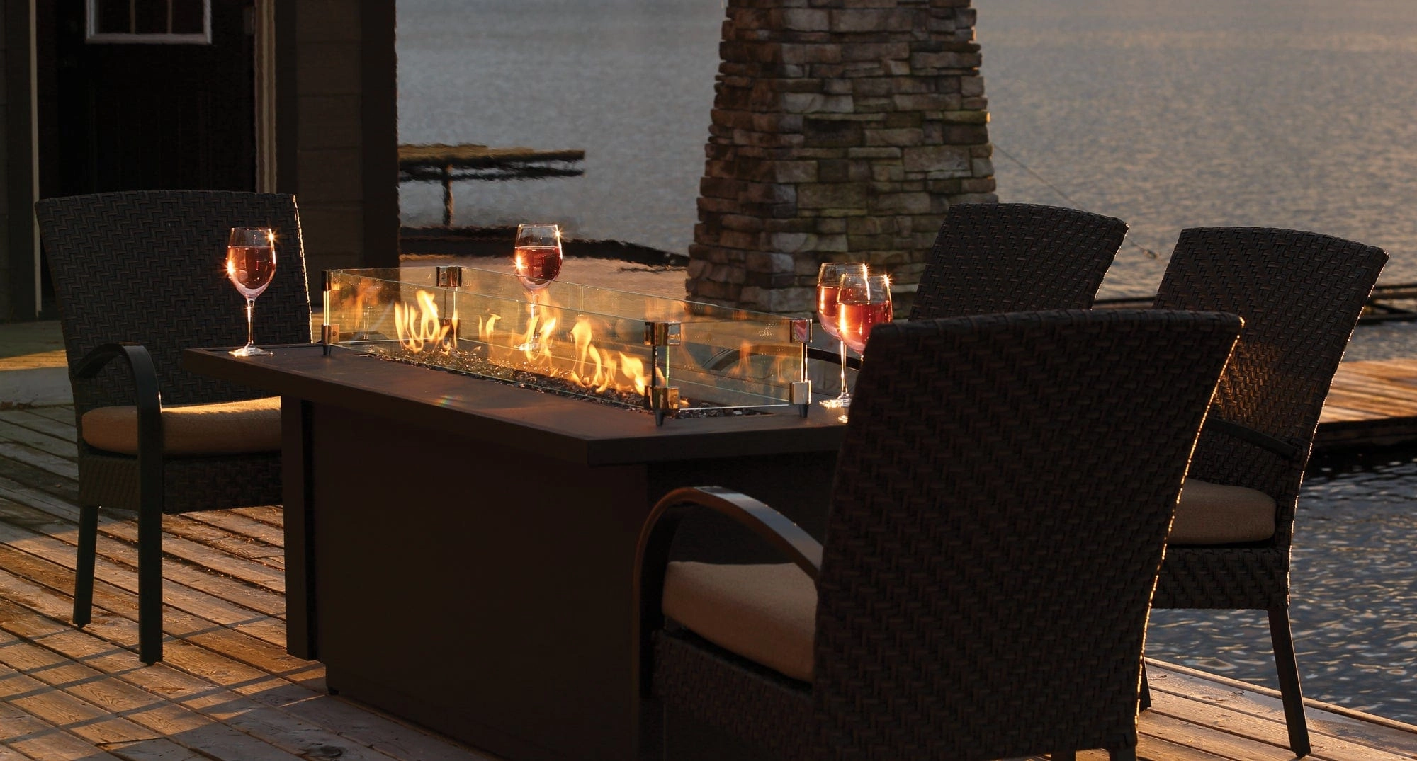 Barbara Jean Collection 48" OLT48 Linear Outdoor Gas Fire Tableoutdoor fire table set with chairs