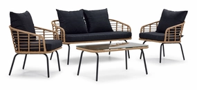 Belize 4 - Piece Outdoor Conversation Set - Beige & Blackoutdoor patio furniture set