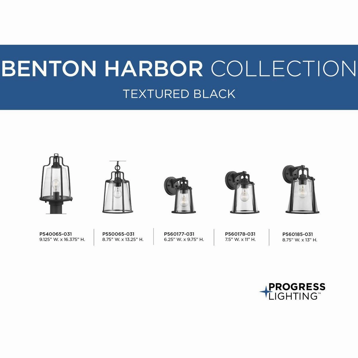 Benton Harbor One Light Wall Lantern Black