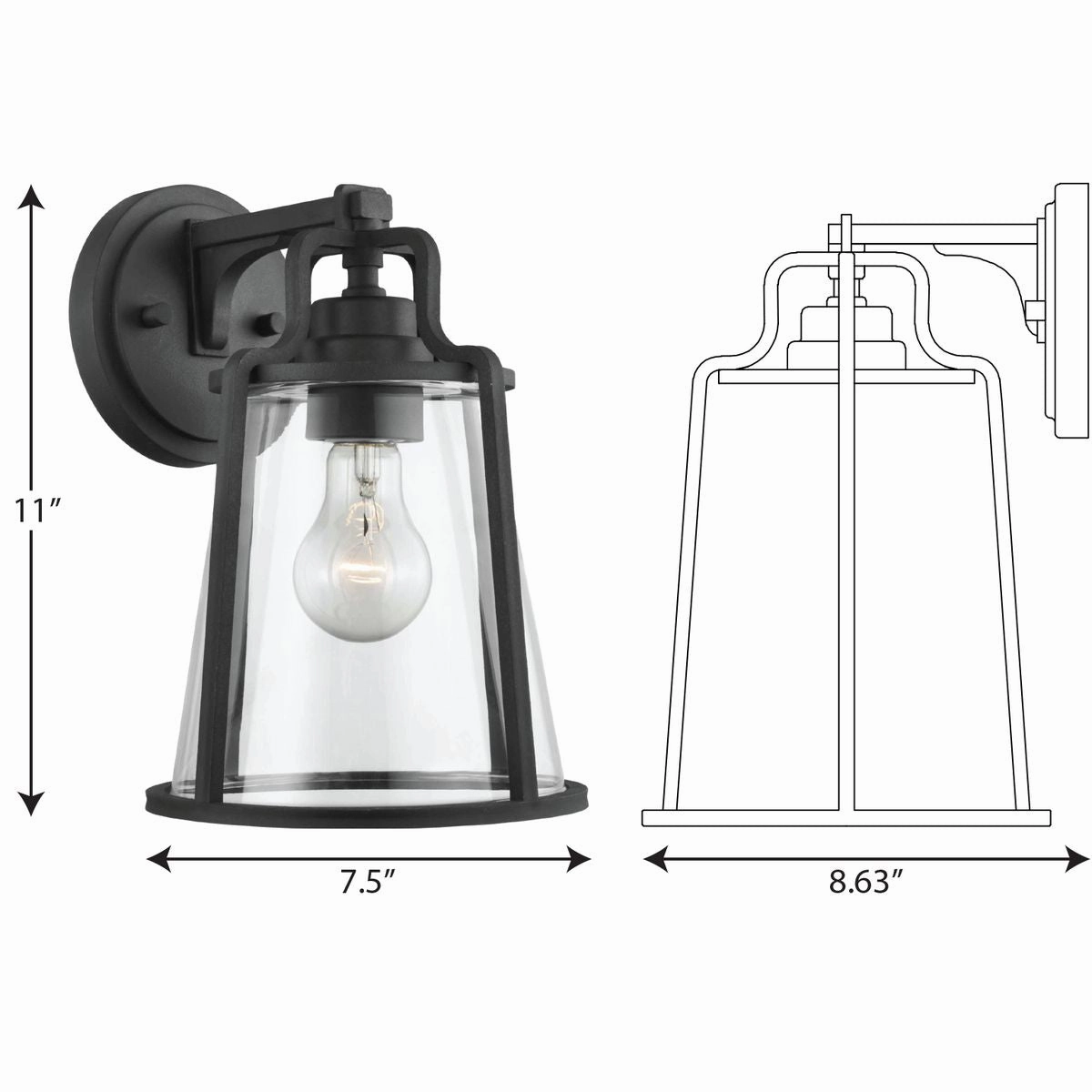 Benton Harbor One Light Wall Lantern Black