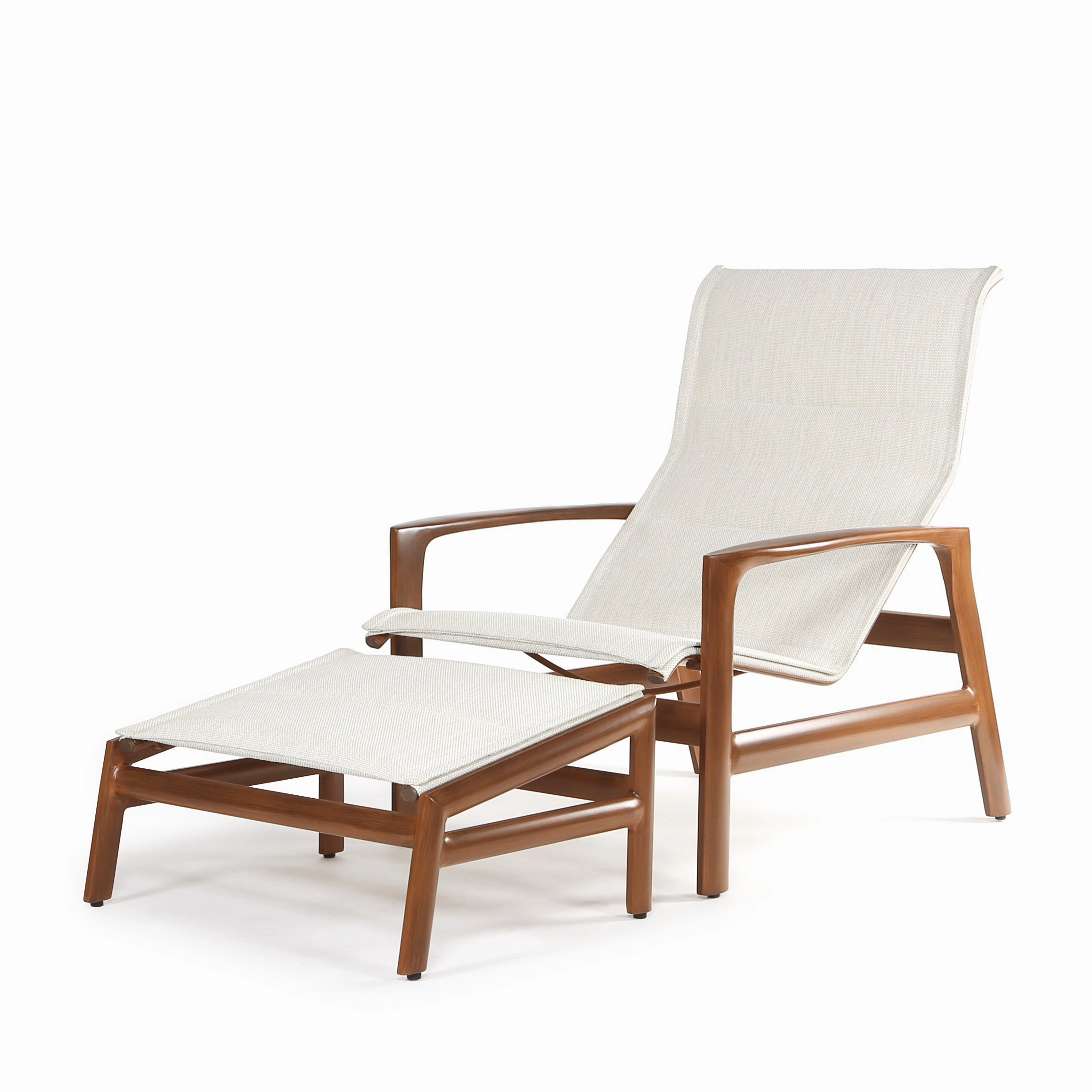 Berkeley Padded Sling Lounge Chair and Ottomancast aluminum patio dining set