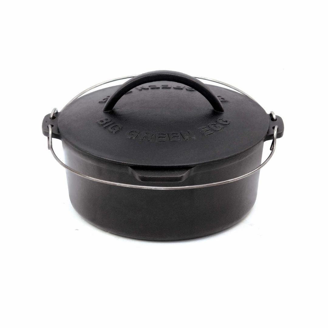 Big Green Egg Cast Iron Dutch Oven outdoor kitchen cooking station with sink