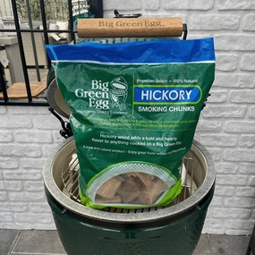 Big Green Egg Hickory Smoking Chunks outdoor kitchen cooking station with sink