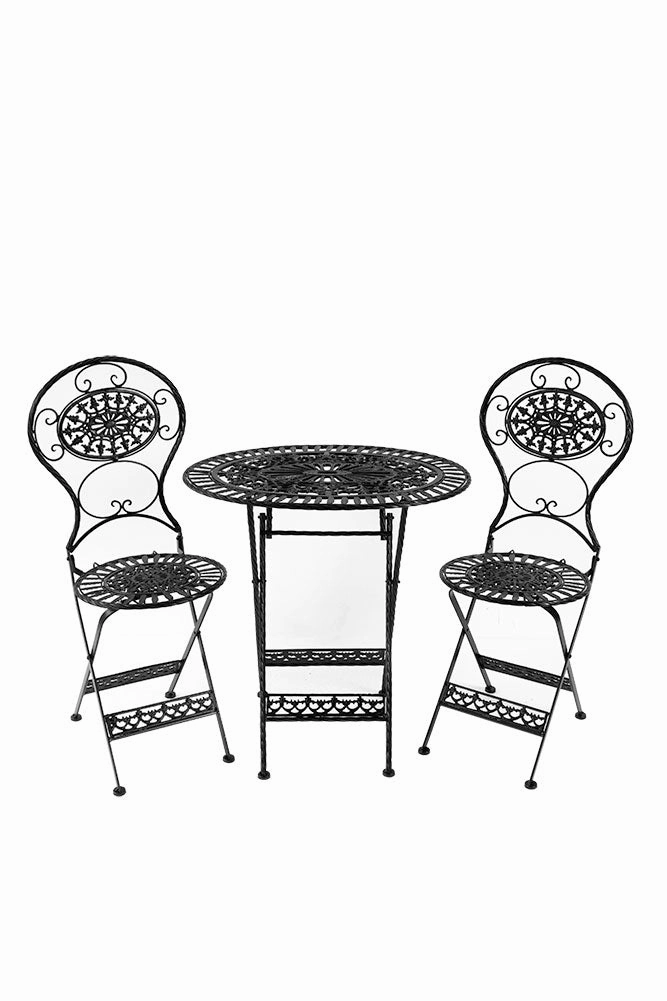 Black Metal Garden Table & Chairs Set